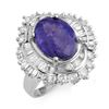 Image 2 : 6.0 CTW Tanzanite & Diamond Ring 18K White Gold - REF-287W6H - 13961