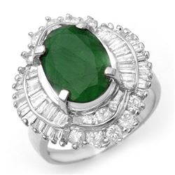 6.0 CTW Emerald & Diamond Ring 18K White Gold - REF-222R7K - 13068