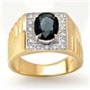 Image 1 : 2.65 CTW Blue Sapphire & Diamond Men's Ring 10K Yellow Gold - REF-50M2F - 13485