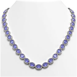 48.65 CTW Tanzanite & Diamond Necklace White Gold 10K White Gold - REF-797M3F - 40562