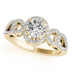 1.15 CTW Certified VS/SI Diamond Solitaire Halo Ring 18K Yellow Gold - REF-212F2N - 26684