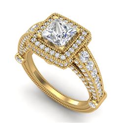 2.53 CTW Princess VS/SI Diamond Solitaire Art Deco Ring 18K Yellow Gold - REF-509K3W - 37126