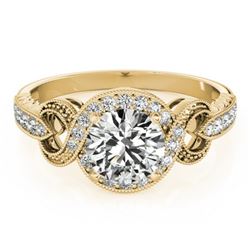 0.80 CTW Certified VS/SI Diamond Solitaire Halo Ring 18K Yellow Gold - REF-125R3K - 26580