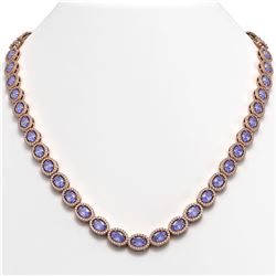31.96 CTW Tanzanite & Diamond Necklace Rose Gold 10K Rose Gold - REF-604K2W - 40410