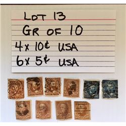 STAMPS, USA, 5 & 10 CENTS