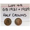 Image 1 : COINS, GB, 1921 &1929, HALF CROWNS