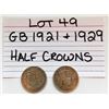 Image 2 : COINS, GB, 1921 &1929, HALF CROWNS