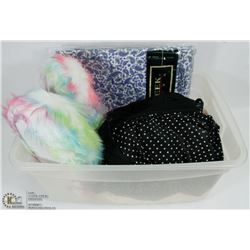 TOTE WITH NEW PJ'S AND LARGE FUZZY SLIPPERS