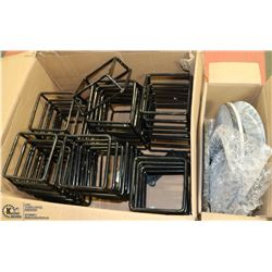 BOX OF DELI DISPLAY RISERS AND MARBLE PLATES