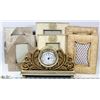 Image 1 : FLAT OF 6 SHOWHOME PICTURE FRAMES AND MANTLE CLOCK