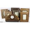 FLAT OF 6 SHOWHOME PICTURE FRAMES AND MANTLE CLOCK