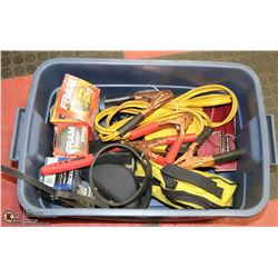 BLUE BIN FULL OF AUTOMOTIVE SUPPLIES &