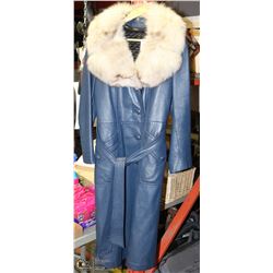 LADIES LEATHER AND FUR 3/4 LENGTH JACKET SIZE 6