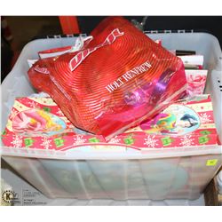 TUB OF GIFT BAGS AND RIBBON