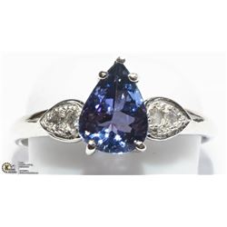3) 14K WHITE GOLD TANZANITE & DIAMOND RING