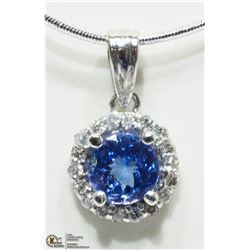 6) 14K WHITE GOLD TANZANITE DIAMOND NECKLACE