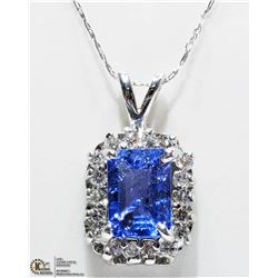 7) 14K WHITE GOLD  TANZANITE AND DIAMOND NECKLACE