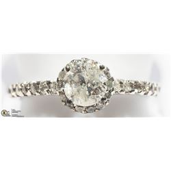 10) 14K WHITE GOLD DIAMOND HALO RING