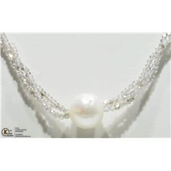 16) ST. SILVER MOONSTONE FRESHWATER PEARL NECKLACE