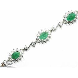24) STERLING SILVER NATURAL EMERALD BRACELET