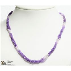 25) STERLING SILVER  AMETHYST 3 STRAND NECKLACE
