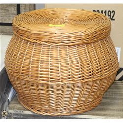 17) WICKER STOOL WITH STORAGE