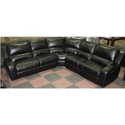 BLACK LEATHERETTE ELECTRIC RECLINING SECTIONAL