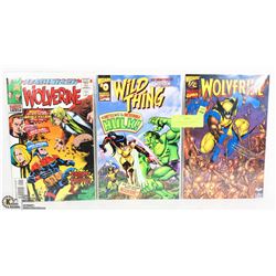 3 RARE WOLVERINE COMICS - ISSUES # -1, #0 AND #1/2