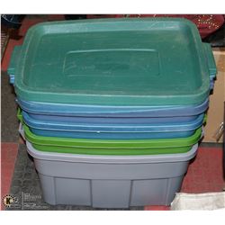 LOT OF 4 RUBBERMAID ROUGHNECK STORAGE