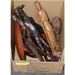 LOT OF HAND CRAFTED WOODEN SCULPTURES AND BOWLS