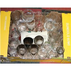 FLAT OF BEER & LIQUOR GLASSES AND ONE BEER STEIN