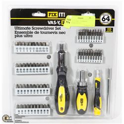 NEW FIX-IT 64PC ULTIMATE SCREWDRIVER SET