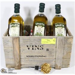 VINS WOOD CRATE WITH 3 -1LITRE EXTRA VIRGIN