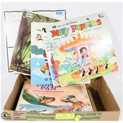 BOX OF ASSORTED KIDS RECORDS INCL MARY POPPINS,