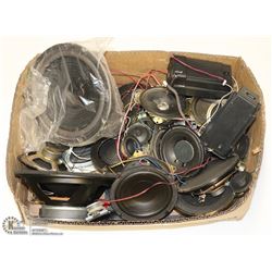 BOX OF 50+ SPEAKERS, 2" TO 8" AND 1W TO 30W, SOME