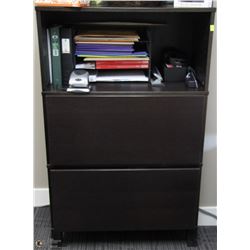 BLACK 2 DRAWER & SHELF CABINET 33X16X53