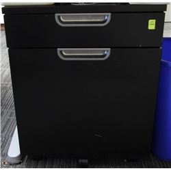 3 SECTION BLACK & GREY DESK WITH DESKTOP SHELF