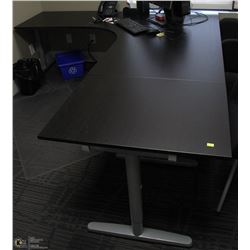 3 SECTION BLACK & GREY DESK WITH DESKTOP SHELF