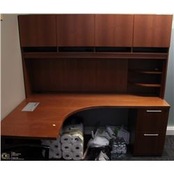 LEFT ANGLE DESK WITH HUTCH & 2 DRAWER FILE CABINET