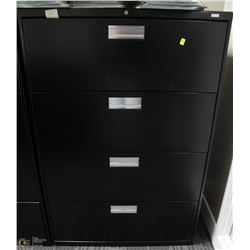 4 DRAWER BLACK LATERAL FILING CABINET 36X19X53