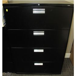 4 DRAWER BLACK LATERAL FILING CABINET 36X19X53