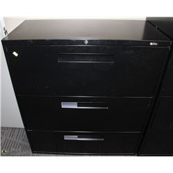 3 DRAWER BLACK LATERAL FILING CABINET 36X18X40