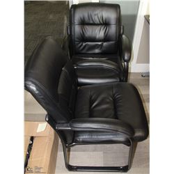 LOT OF 2 LEATHER OFFICE CHAIRS WITH CUSHIONED ARMS