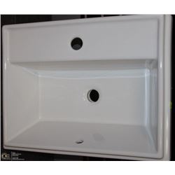 WHITE RECTANGULAR SINK WITH SINGLE FAUCET CUTOUT