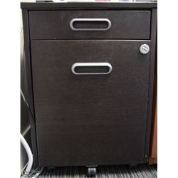 BLACK 2 DRAWER ROLLING CABINET, FITS UNDER DESK