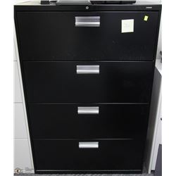 BLACK 4 DRAWER LATERAL FILE CABINET 36X19X53
