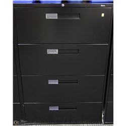 BLACK 4 DRAWER LATERAL FILE CABINET 36X18X54