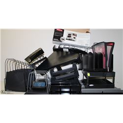 LOT OF ASSORTED OFFICE STORAGE AND FILING ITEMS