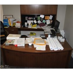 MEDIUM BROWN  U-SHAPED DESK, COMES WITH 3 DRAWER