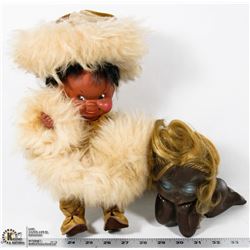 2 VINTAGE NATIVE DOLLS